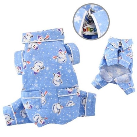 Klippo Pet KBD061XL Snowman & Snowflake Flannel Pajamas With 2 Pockets - Extra Large